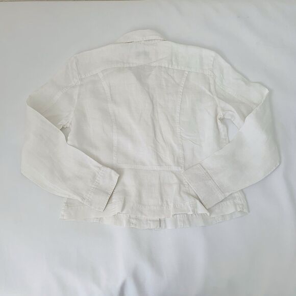 Allison Taylor Shirt Women L 100% Linen White Button Down Pockets Resort Beach - Picture 2 of 8